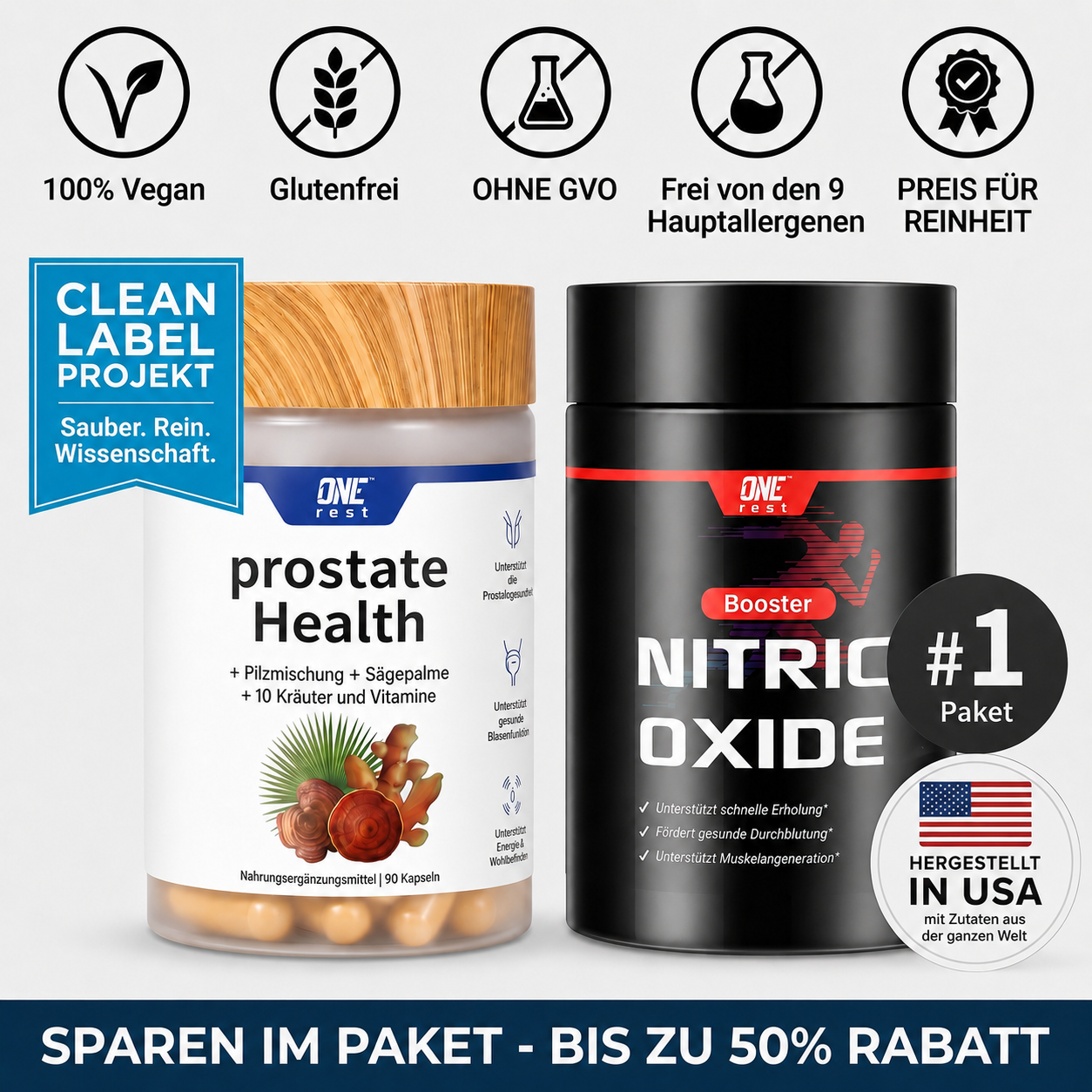 ONE-REST Men’s Vitality Bundle – Nitric Oxide Booster & Prostate Health Support Formula