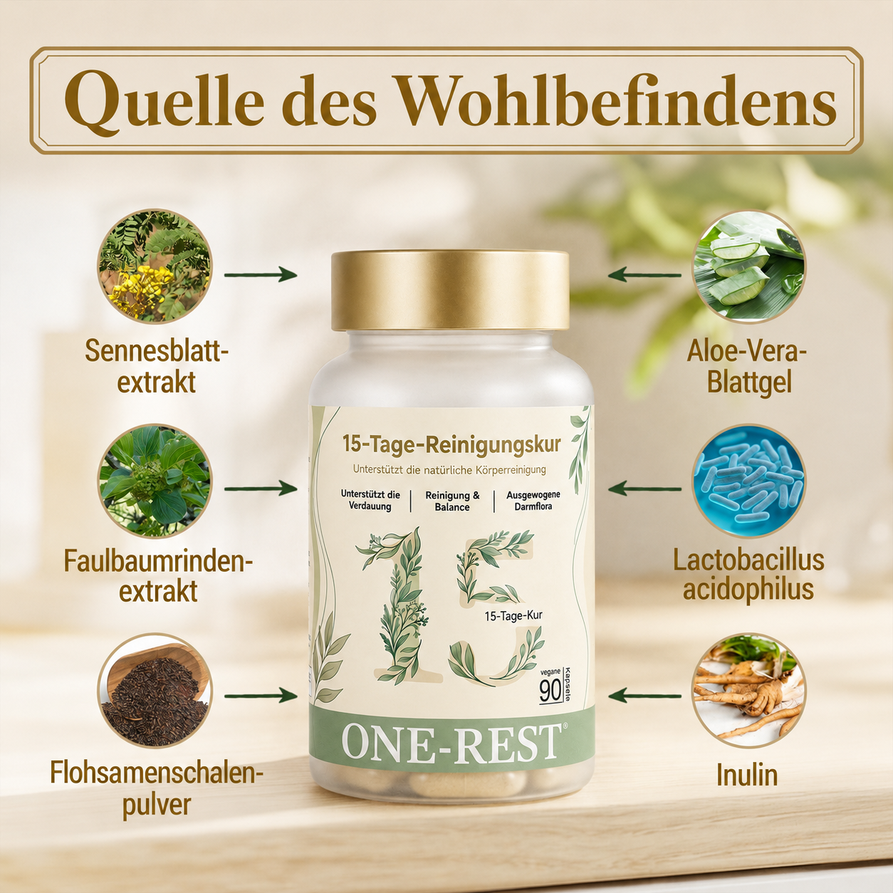 ONE-REST 15-Day Digestive Wellness Cleanse – Gut Balance & Natural Fiber Support Formula