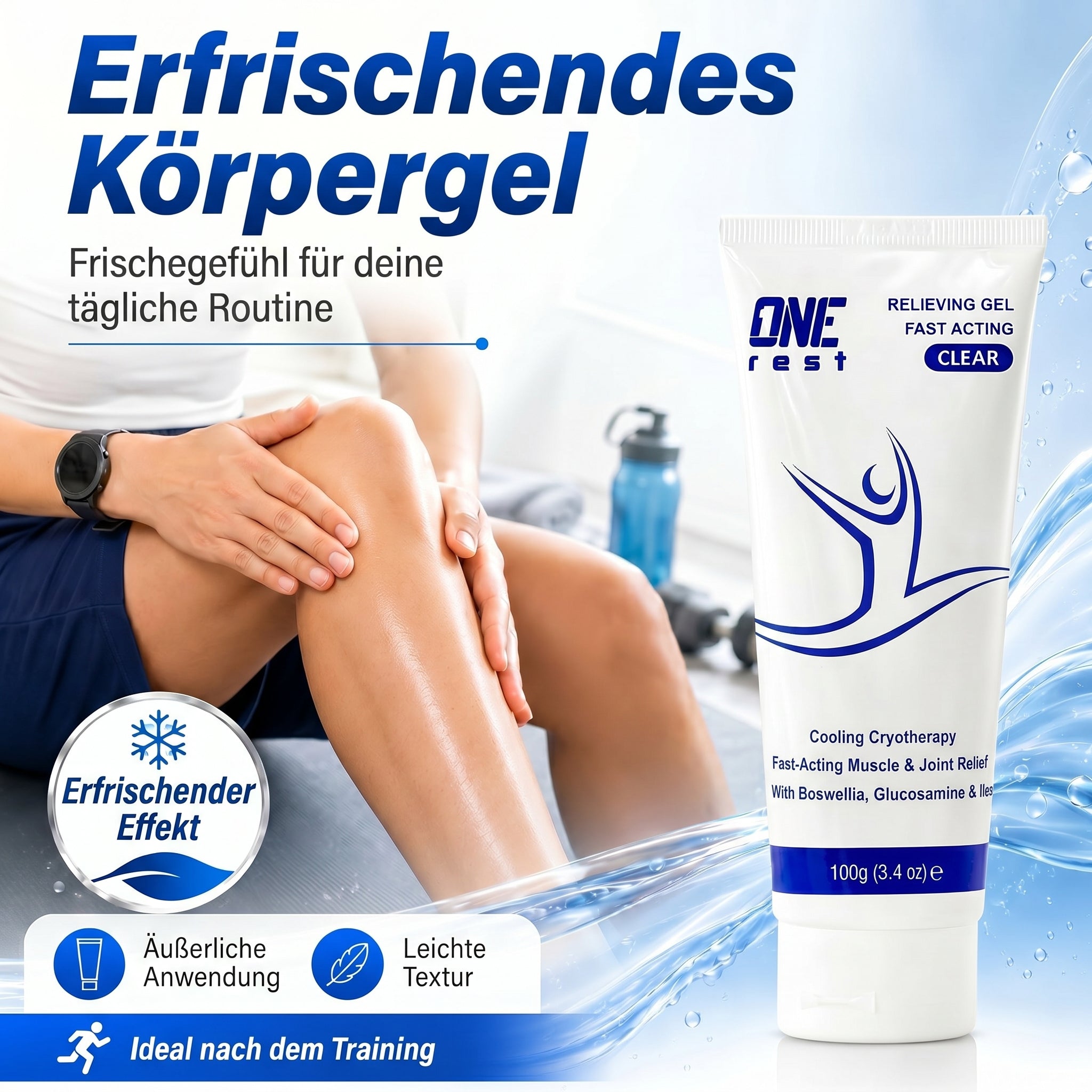 ONE-REST Cooling Relief Gel – Refreshing Muscle & Joint Care with Menthol, Boswellia & Glucosamine