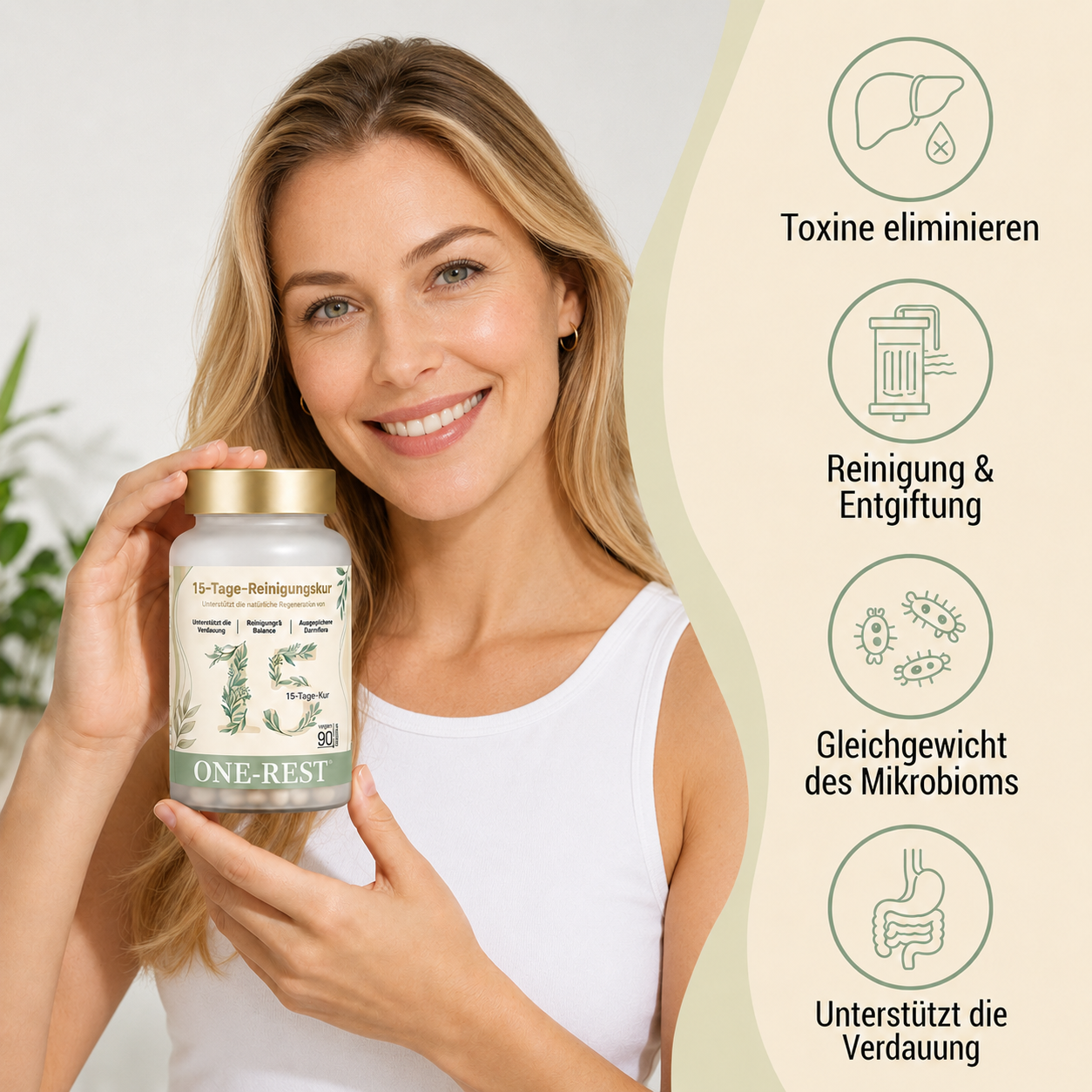 ONE-REST 15-Day Digestive Wellness Cleanse – Gut Balance & Natural Fiber Support Formula