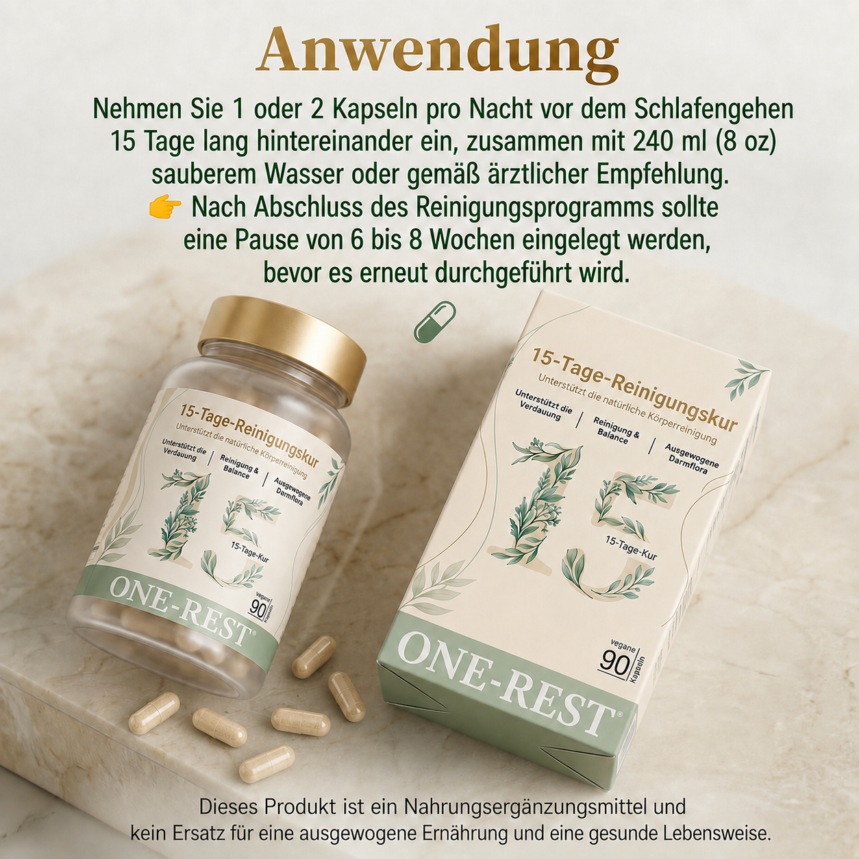 ONE-REST 15-Day Digestive Wellness Cleanse – Gut Balance & Natural Fiber Support Formula
